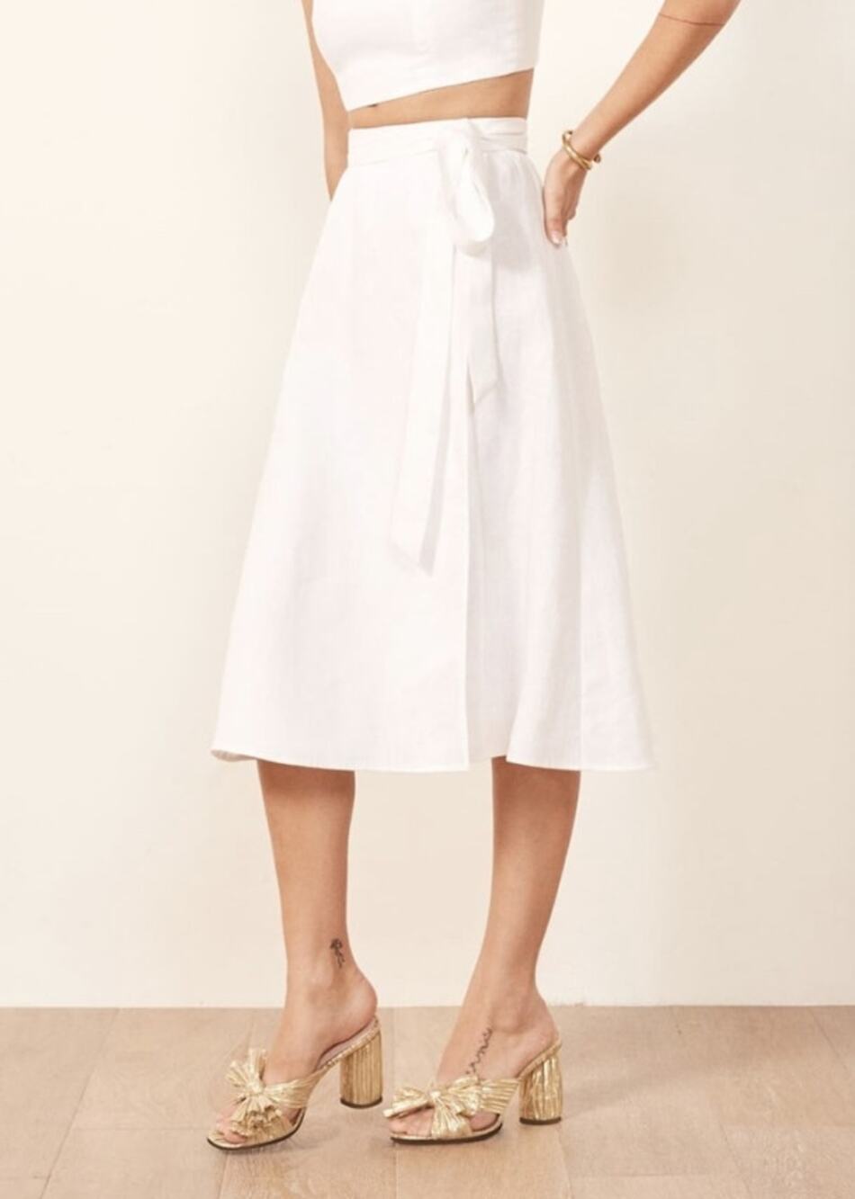 Reformation Molto Linen Wrap Skirt size XS White Midi